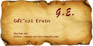 Géczi Ervin névjegykártya